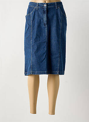 Jupe mi-longue coupe droite bleu GUY DUBOUIS femme