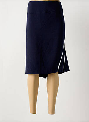Jupe mi-longue coupe droite bleu GUY DUBOUIS femme