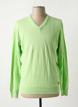 Pull col v manches longues vert DELAHAYE homme
