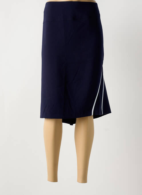 Jupe mi-longue coupe droite bleu GUY DUBOUIS femme