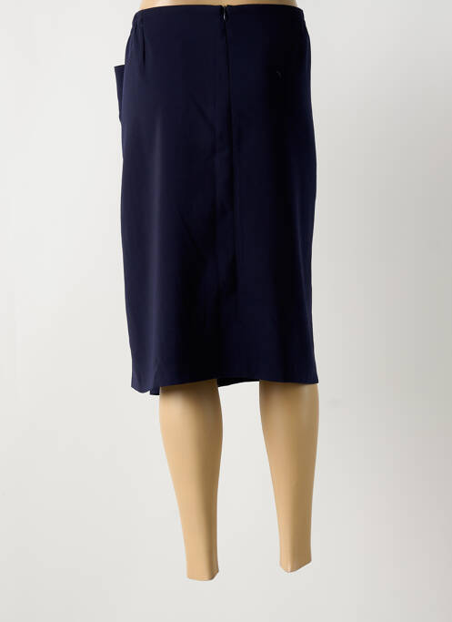 Jupe mi-longue coupe droite bleu GUY DUBOUIS femme