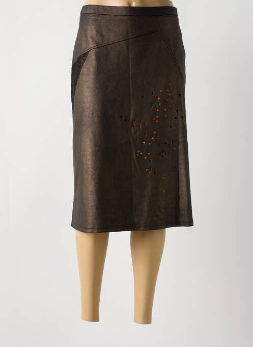 Jupe mi-longue marron JEAN GABRIEL pour femme