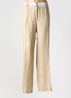 Pantalon droit fermeture zippée sous rabat boutonné taille normale beige FRED SABATIER femme