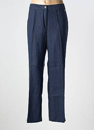 Pantalon droit fermeture zippée sous rabat boutonné taille normale bleu FRED SABATIER femme