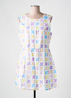 Robe courte imprimé fleurs sans manche blanc LILI SIDONIO femme