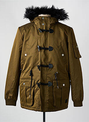 Parka poignets bords-côtes sans capuche vert ELEVEN PARIS homme