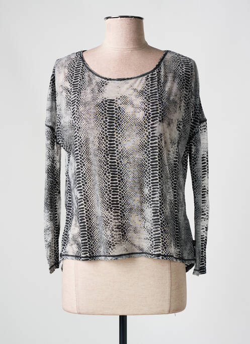 Top coupe fluide manches longues gris LE TEMPS DES CERISES femme