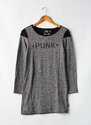 Robe pull tissage chiné manches longues gris LE TEMPS DES CERISES fille