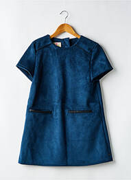 Robe mi-longue fermeture zippée au dos manches courtes bleu ELEVEN PARIS fille