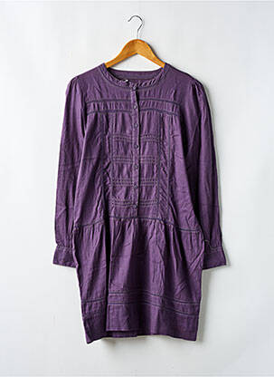 Robe mi-longue col rond manches longues violet LE TEMPS DES CERISES fille