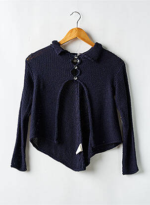 Gilet manches longues maille souple et aérée bleu LA FEE MARABOUTEE fille