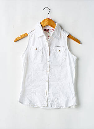Chemisier tissage popeline sans manche blanc GUESS fille