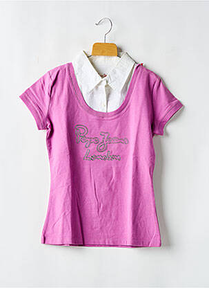 T-shirt coupe cintrée manches courtes rose PEPE JEANS fille