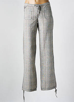 Pantalon droit fermeture zippée sous rabat boutonné taille basse gris LOIS femme
