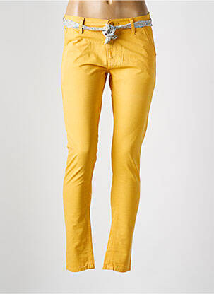 Pantalon chino taille basse taille basse jaune LE TEMPS DES CERISES femme