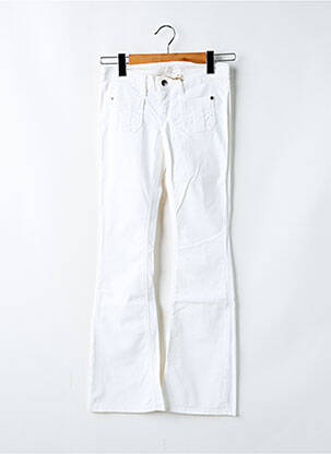 Pantalon droit fermeture zippée sous rabat boutonné blanc RWD fille