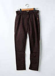 Pantalon slim tissage popeline taille ajustable marron JAPAN RAGS fille