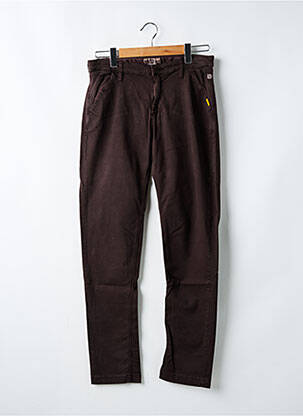 Pantalon slim tissage popeline taille ajustable marron JAPAN RAGS fille