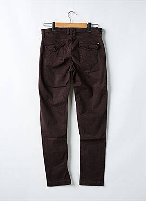 Pantalon slim tissage popeline taille ajustable marron JAPAN RAGS fille