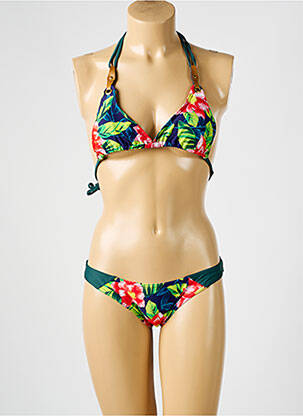 Maillot de bain 2 pièces stretch haut triangles bleu PULL IN femme