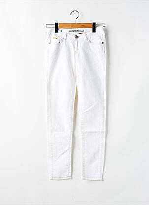 Jeans coupe slim stretch taille ajustable blanc GUESS fille