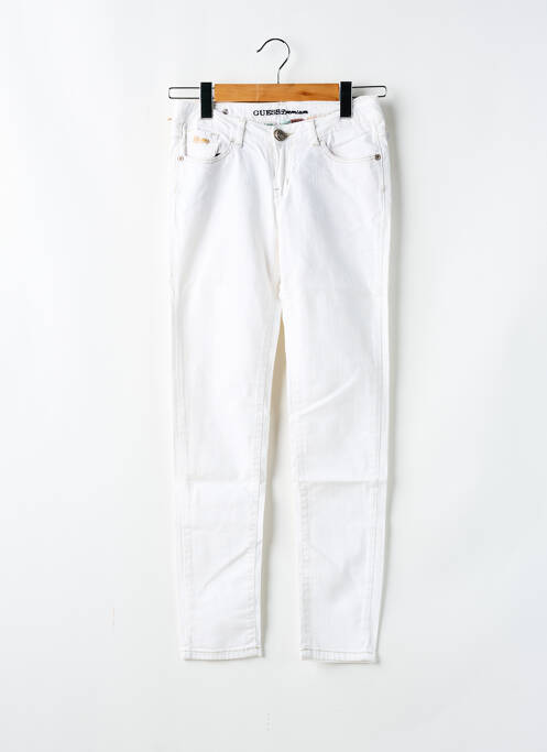 Jeans coupe slim blanc GUESS pour fille
