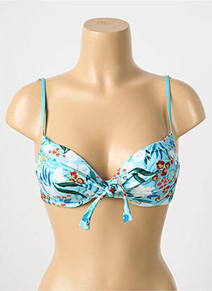 Haut de maillot de bain bretelles élastiquées bleu LIVIA femme