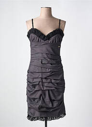 Robe mi-longue fermeture zippée au dos fines bretelles gris RINASCIMENTO femme