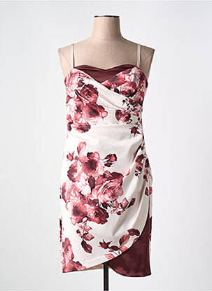 Robe mi-longue imprimé fleurs fines bretelles rose RINASCIMENTO femme