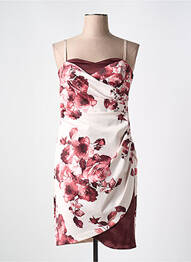Robe mi-longue imprimé fleurs fines bretelles rose RINASCIMENTO femme