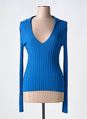 Pull col v manches longues bleu RINASCIMENTO femme