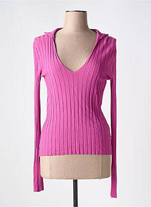 Pull col v manches longues rose RINASCIMENTO femme