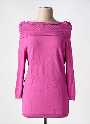 Pull tunique stretch manches longues rose RINASCIMENTO femme