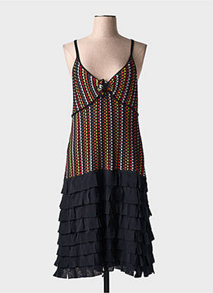 Robe mi-longue col v fines bretelles noir DIDIER PARAKIAN femme