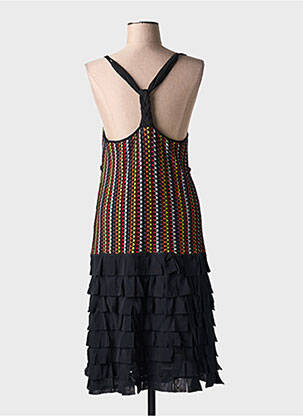 Robe mi-longue col v fines bretelles noir DIDIER PARAKIAN femme