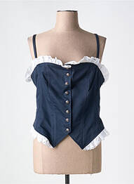 Top col carré fines bretelles bleu DIFFERENCE femme