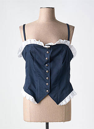 Top col carré fines bretelles bleu DIFFERENCE femme