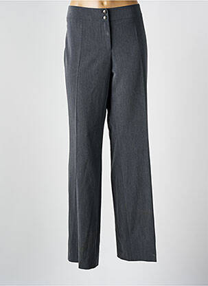 Pantalon droit fermeture zippée sous rabat boutonné gris O.K.S femme