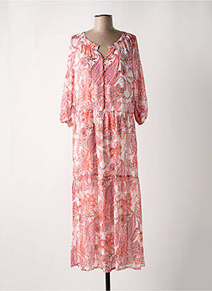 Robe longue manches longues manches longues rose SUZA femme
