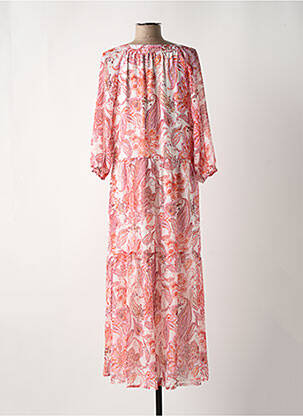 Robe longue manches longues manches longues rose SUZA femme