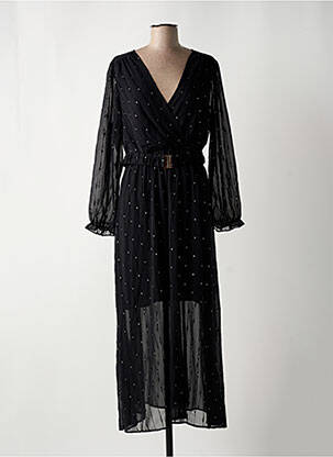 Robe longue manches longues manches longues noir BY ONE femme