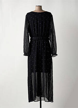 Robe longue manches longues manches longues noir BY ONE femme