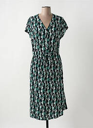 Robe mi-longue imprimé fantaisie manches courtes vert SUZA femme