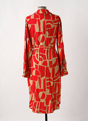 Robe mi-longue imprimé fantaisie manches longues rouge SUZA femme