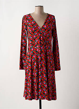 Robe mi-longue imprimé fantaisie manches longues rouge PRINCESSE NOMADE femme