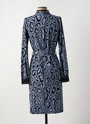 Robe mi-longue imprimé fantaisie manches longues bleu AIME femme