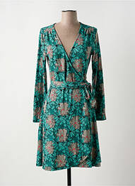 Robe mi-longue imprimé fleurs manches longues vert LA FIANCÉE femme