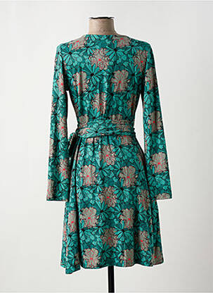 Robe mi-longue imprimé fleurs manches longues vert LA FIANCÉE femme