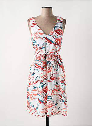 Robe mi-longue imprimé fantaisie sans manche blanc LA FIANCÉE femme
