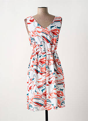 Robe mi-longue imprimé fantaisie sans manche blanc LA FIANCÉE femme